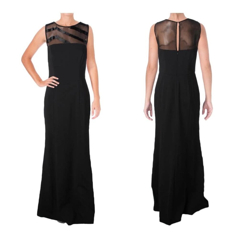 Lauren Ralph‎ Lauren Black Beaded Full Length Gown Size 2